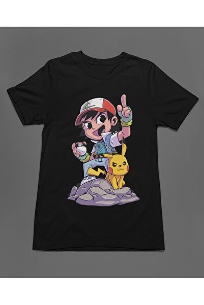 Bumeta تي شيرت بوكيمون بيكاتشو وأش كيتشوم تشيبى من الرسوم المتحركة للجنسين