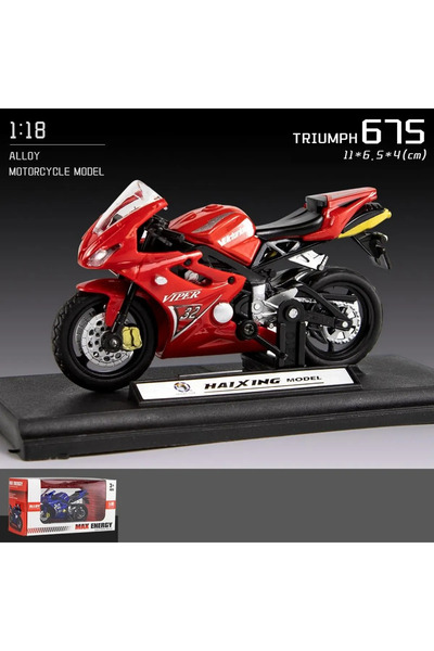 LRS STORE Trumph 675 Model Motosiklet Özel Standlı Detaylı Dekorasyon Oyuncak Motorsiklet 1:18 Kırmızı