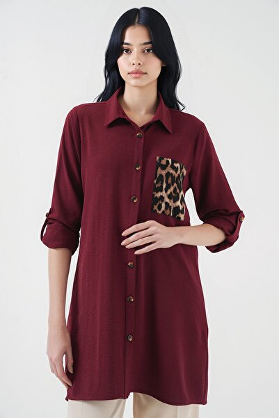 Hiccup Bdart Leopard Print Pocket Button Long Sleeve Shirt