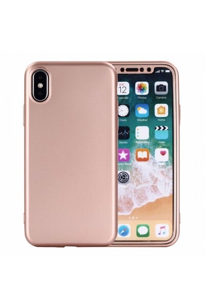 dalip Carcasă Apple iPhone X din silicon 360, auriu roz + folie de protecție ...