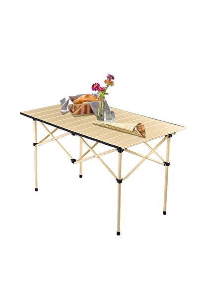 AGD طاولة تخييم قابلة للطي محمولة مع حقيبة حمل ومفرش طاولة، 95 سم