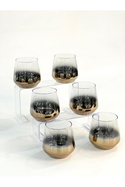 isra kristal Titanium Coated Rose 6-Piece Luxury Glass Cup Set – Gift Water/Soft Drink Glass