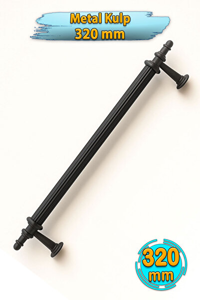 Badem10 Ovacık Striped Matte Black 320 mm Metal Drawer Cabinet Handle Modern Design Stylish Furniture Accessory