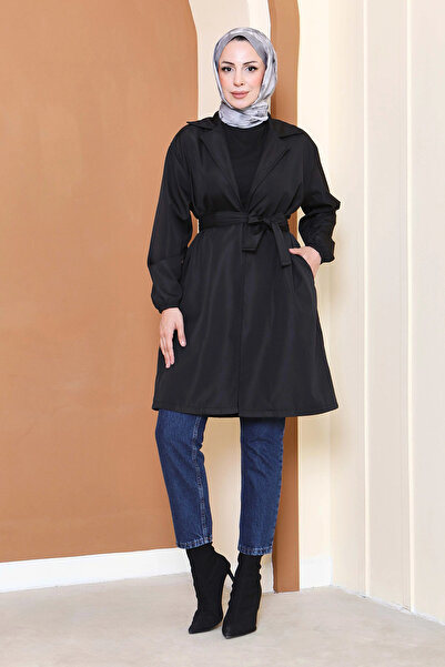 Butik Kuşaklı Kolu Lastikli Miranda Trençkot
