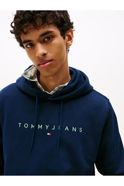 Tommy Hilfiger Erkek Marka Logolu Kapüşonlu Organik Pamuklu Kanguru Ceplli Günlük Kullanıma Uygun M