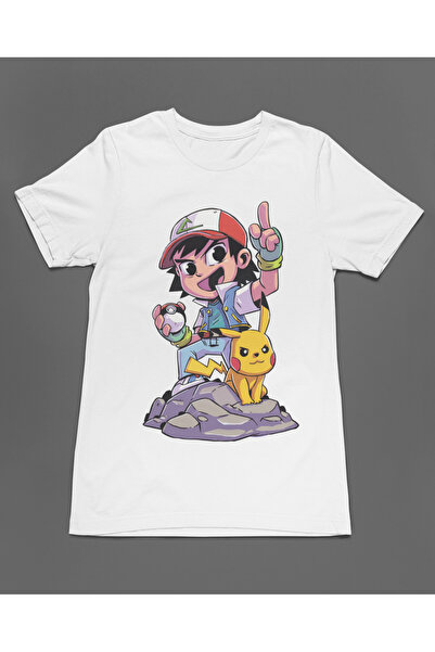 Bumeta تي شيرت بوكيمون بيكاتشو وأش كيتشوم تشيبى من الرسوم المتحركة للجنسين