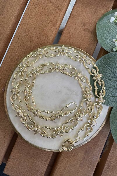 My Joyas Design 14K Altın Kaplama Oymalı Ve Çivi Çıkıntılı Kolye 45cm