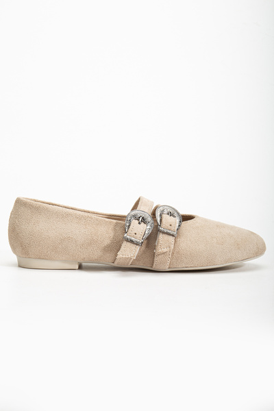 Atelier Lakonia Beige Suede Women's Daily Casual Ballerinas