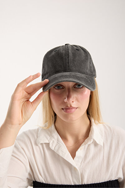 OX-RA Plain Unisex Black Color Washable Denim Distressed Hat