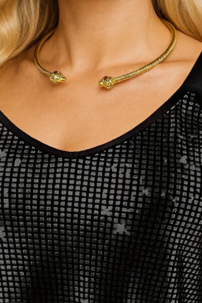 CAŞ DEKORASYON قلادة معدنية ذهبية اللون