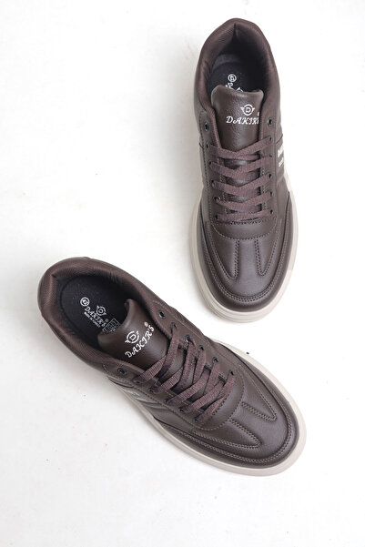 Dakırs Чоловічі повсякденні спортивні черевики Коричневі зручні кросівки для прогулянок – товста підошва зі шкіряним виглядом