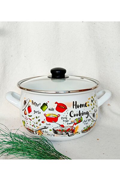 EBRULİEMAYE Home Cooking Enamel Pot 3 Liters 20 cm Diameter Milk Yogurt Soup Pot
