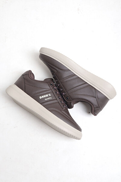 Dakırs Чоловічі повсякденні спортивні черевики Коричневі зручні кросівки для прогулянок – товста підошва зі шкіряним виглядом