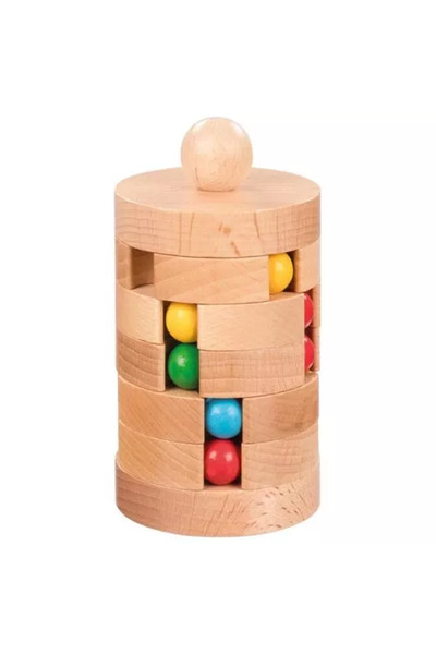 Goki Puzzle Rubik, turn de sortat culori, din lemn,