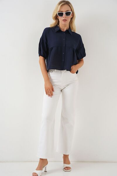 Hiccup Bdart Loose Fit Button down Short Shirt