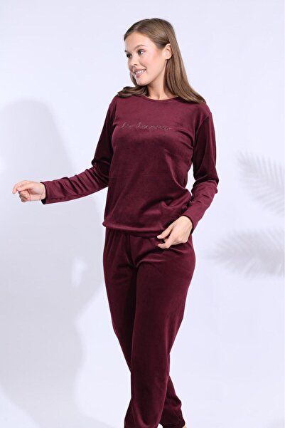 Elit Women's Velvet Cuffed Leg Winter Pajama Set