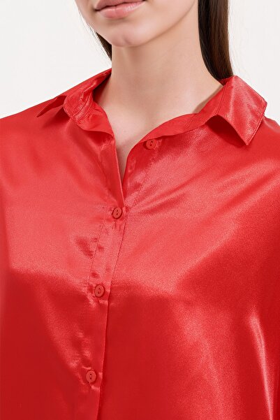Hiccup Bdart Buttoned Oversize Satin Shirt
