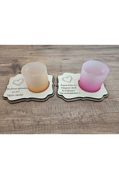 Miracix 2-Piece Wooden Coffee Cup Coaster Brown – Decorative Coaster Holder