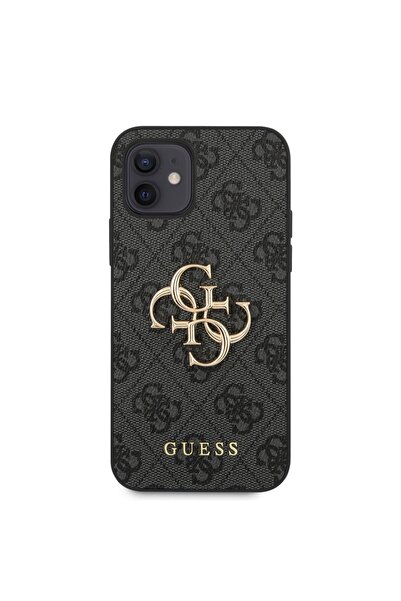 Guess Θήκη για iPhone 12, Σκληρή θήκη 4G με μεγάλο μεταλλικό λογότυπο, Λεπτή προστασία, Συμβατή, Γκρι
