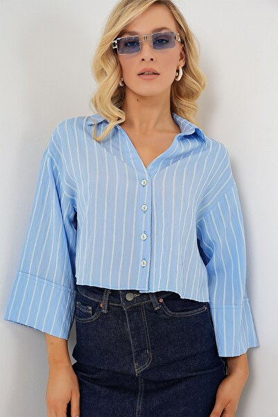 Hiccup Πουκάμισο με ρίγες BDART με κουμπιά, κοντό κόψιμο, oversize