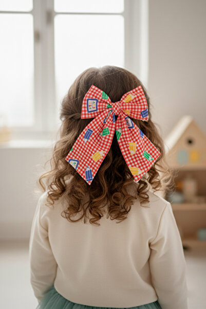 chipiques School Themed Red Plaid Tail Bow Clip Buckle