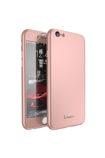 iPaky Carcasă Apple iPhone 7 Plus Full Cover 360, auriu-roz + folie de protec...
