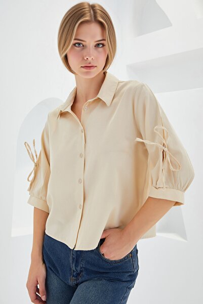 Hiccup Bdart Bow Detailed Short Shirt