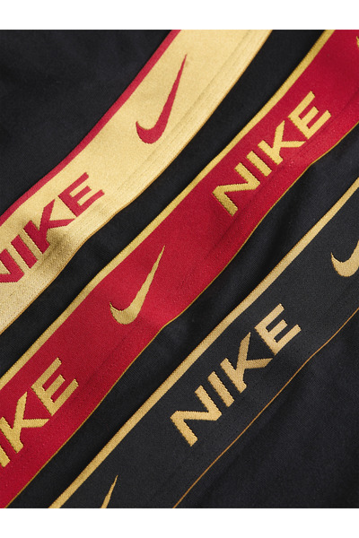 Nike Men's Brand Logo Elastic Band Suitable for Daily Use Black-Orange-Red Boxer 0000K