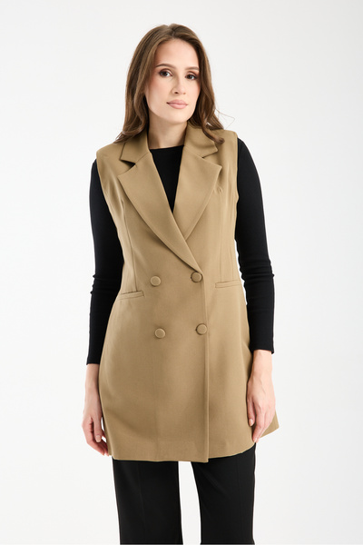 Bolivente Темно-зелений довгий круазе тканий жилет