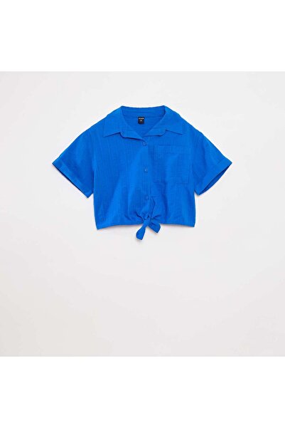 KIABI قميص قصير مع فيونكة باللون الأزرق