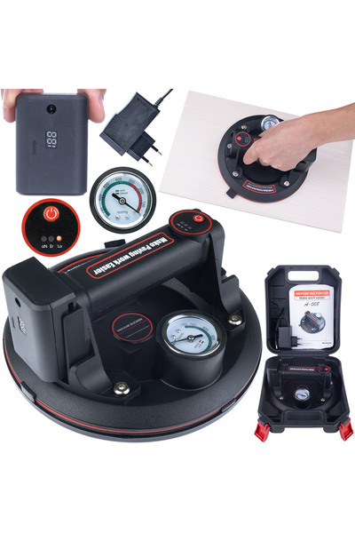 Rosfix Ventuză Electrică Cu Acumulator 200Kg | Manometru | Ø200mm | 3,6V Li-Ion