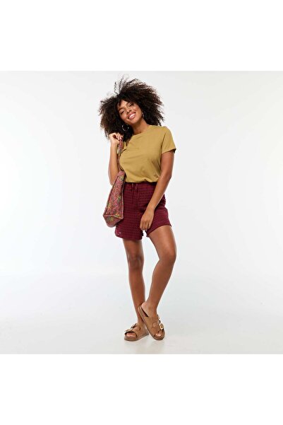 KIABI Wide-leg crochet knit shorts RED