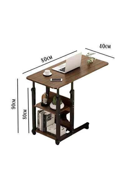 Un Laptop Table for Bed with 4 Wheels (40*80 cm) - Brown