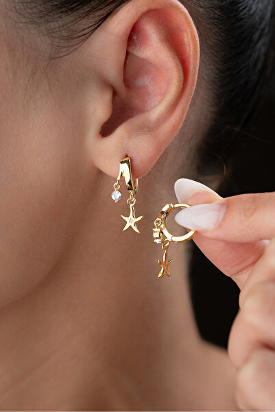 Silvano Jewelry 925 Ayar Gümüş Çiftli Deniz Yıldız Küpe