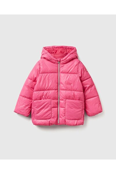 United Colors of Benetton معطف بغطاء للرأس مطرز بشعار طفلة صغيرة