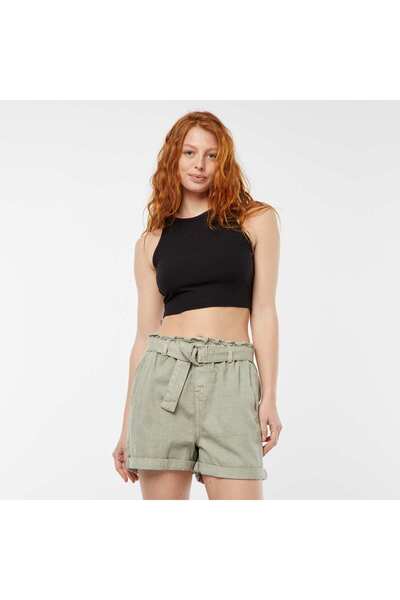 KIABI Paperbag shorts with belt GREEN
