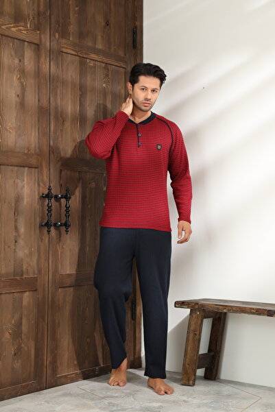 CALİA Χειμερινό ανδρικό σετ πιτζάμες με μακρυμάνικο γιακά με κουμπιά