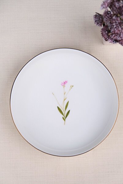 tabakevi Tabak Evi Porcelain Natura Broadcloth Gold Gilded Deep Plate 18.50cm Set of 6