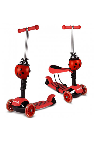 MalPlay Children's scooter, Malplay, foldable, removable seat, PU wheels with LED, anti-slip deck and