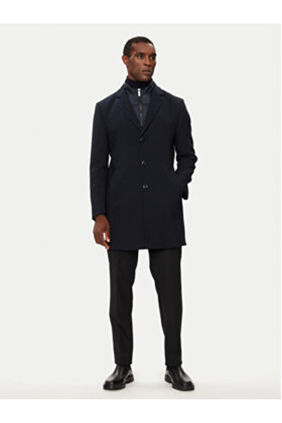 BUGATTI Ανδρικό Μάλλινο Παλτό 64084 Μπλε Σκούρο Μπλε