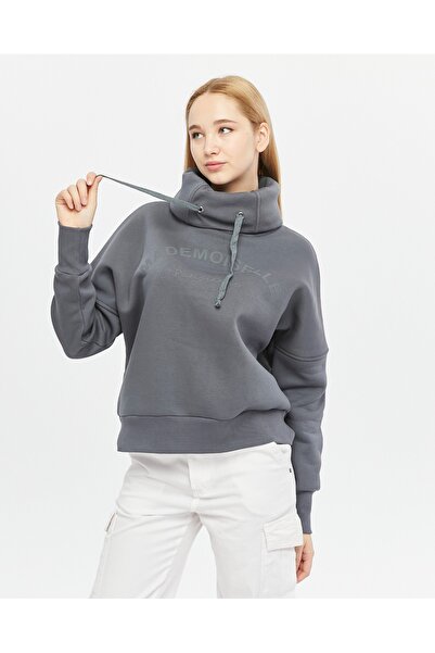 Piano Luce Γυναικείο φούτερ με ψηλό γιακά σε γκρι χρώμα PLMW24SWT05