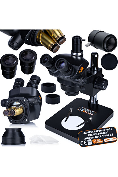 Rosfix Capella Pro MSCP-T-PS1-B – Trinocular Microscope 7–45x | Zoom 0.7–5x Greenough