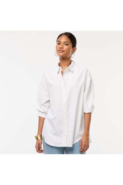 KIABI Plain Poplin Shirt WHITE