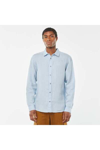 KIABI Linen regular-fit shirt BLUE