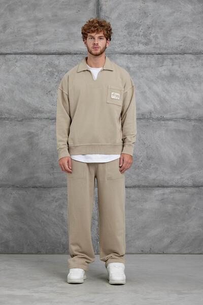 NOMARC طقم كريم إن إم آر سي كبير الحجم قابل للغسل مع تفاصيل على الجيب