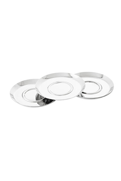 Dania Shiny Stainless Steel Tea Saucer Set - 6 Stylish Multi-Purpose Pieces - Saucer Size 12 cm