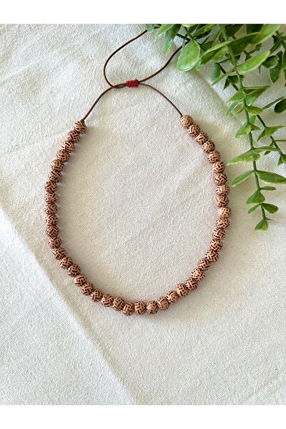 Atelier Çağla Round Ethnic Wooden Pendant