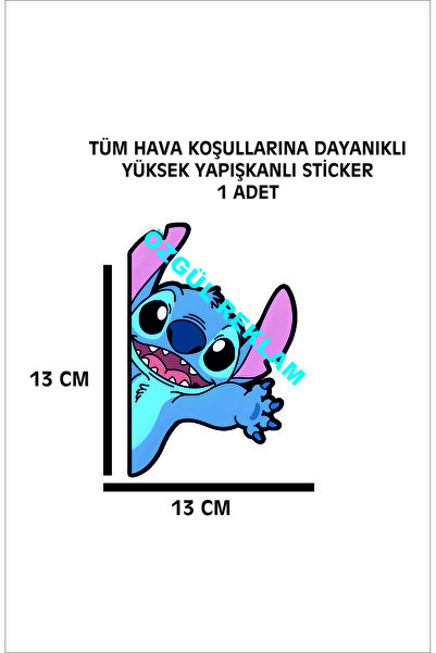 ÖZGÜL REKLAM Stitch Sticker 1 ADET 13X16 Cm Su Geçirmez Yüksek Çözünürlüklü A...