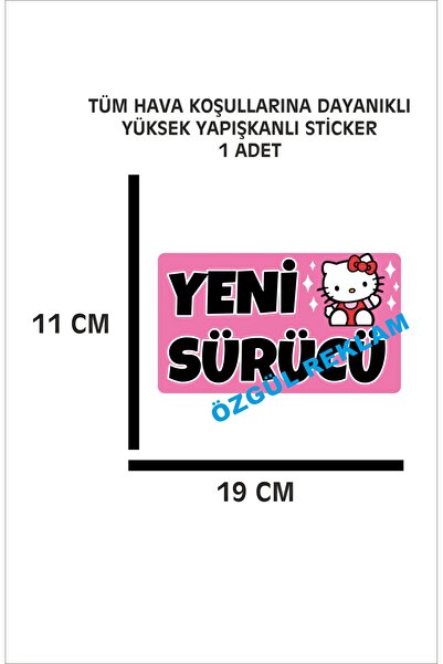 ÖZGÜL REKLAM Yeni Sürücü 1 ADET 19x11 cm Su Geçirmez Yüksek Çözünürlüklü Arab...