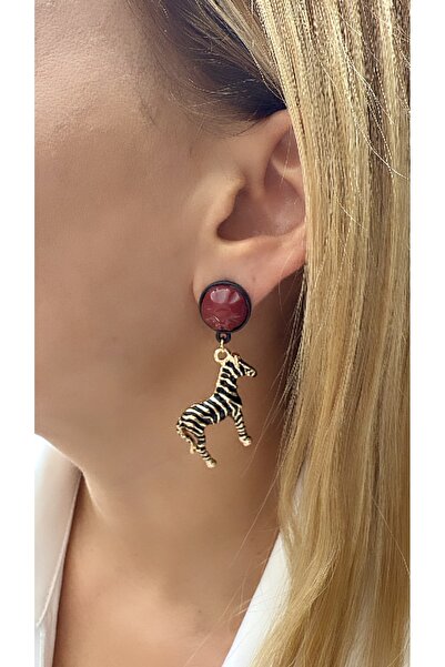 VNS Accessories Brand Model Zebra Earrings (5.5 cm)